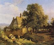 Adrian Ludwig Richter Church at Graupen in Bohemia Spain oil painting artist